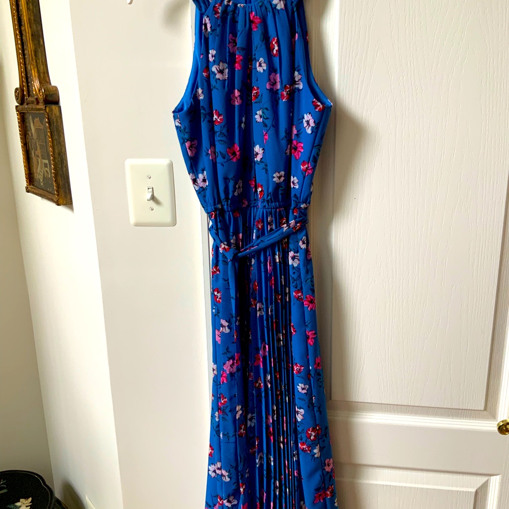 Inc Macys Brand Blue Floral Summer Sleeveless Dress With Belt